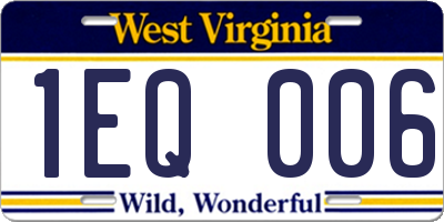 WV license plate 1EQ006