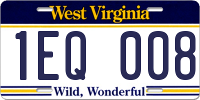 WV license plate 1EQ008