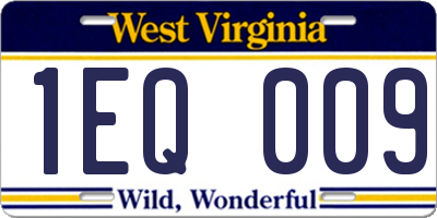 WV license plate 1EQ009