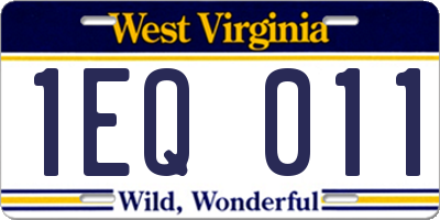 WV license plate 1EQ011