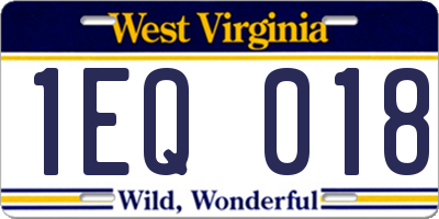 WV license plate 1EQ018