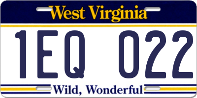 WV license plate 1EQ022