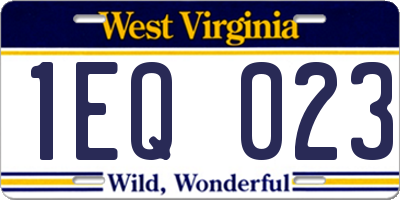WV license plate 1EQ023