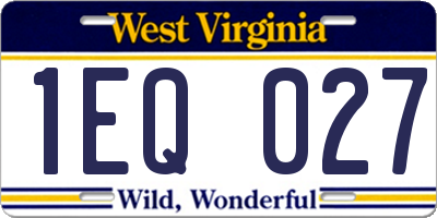 WV license plate 1EQ027