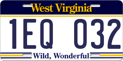 WV license plate 1EQ032