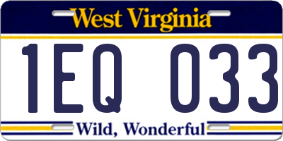 WV license plate 1EQ033