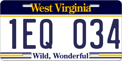 WV license plate 1EQ034