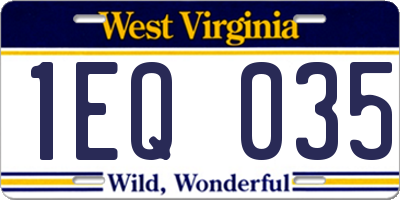 WV license plate 1EQ035