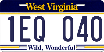 WV license plate 1EQ040