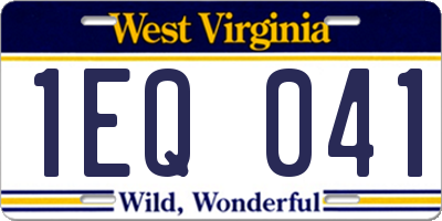 WV license plate 1EQ041