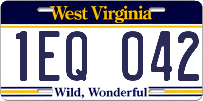 WV license plate 1EQ042