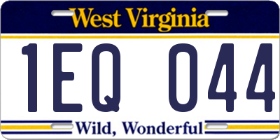 WV license plate 1EQ044