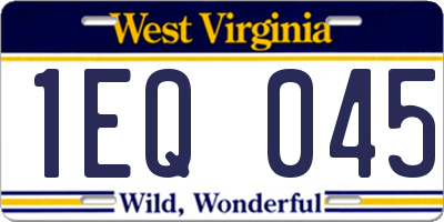 WV license plate 1EQ045