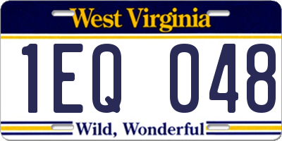 WV license plate 1EQ048