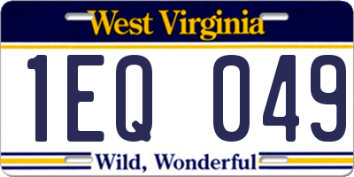 WV license plate 1EQ049
