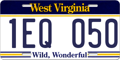 WV license plate 1EQ050