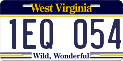 WV license plate 1EQ054