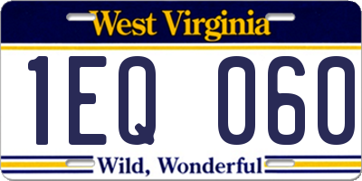 WV license plate 1EQ060