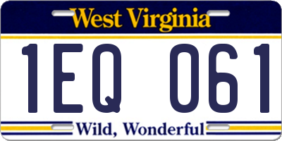 WV license plate 1EQ061