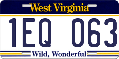 WV license plate 1EQ063