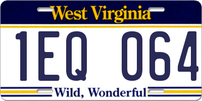 WV license plate 1EQ064