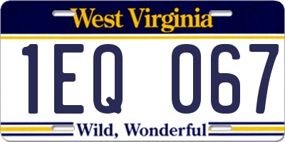 WV license plate 1EQ067