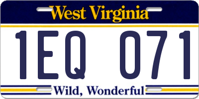 WV license plate 1EQ071