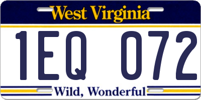 WV license plate 1EQ072