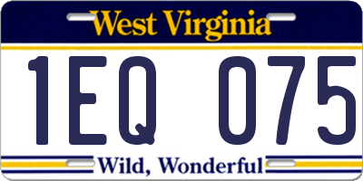 WV license plate 1EQ075