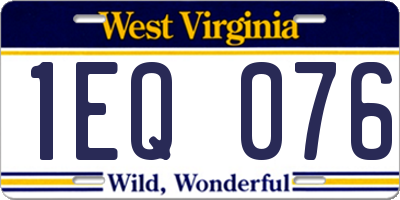 WV license plate 1EQ076