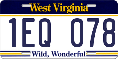 WV license plate 1EQ078