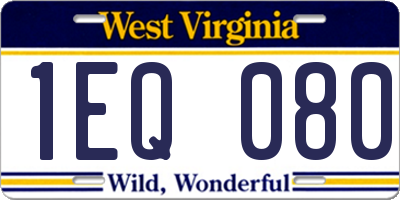 WV license plate 1EQ080