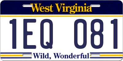 WV license plate 1EQ081