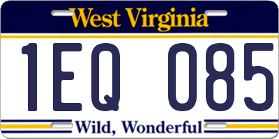 WV license plate 1EQ085