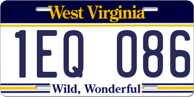 WV license plate 1EQ086