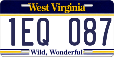 WV license plate 1EQ087