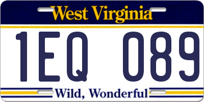 WV license plate 1EQ089
