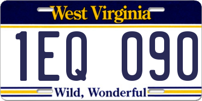 WV license plate 1EQ090