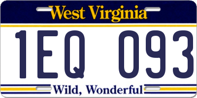 WV license plate 1EQ093