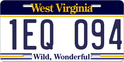 WV license plate 1EQ094
