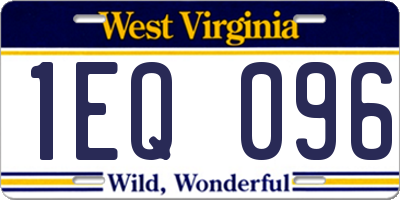 WV license plate 1EQ096