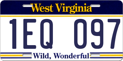 WV license plate 1EQ097