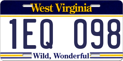 WV license plate 1EQ098