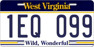 WV license plate 1EQ099
