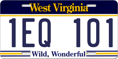 WV license plate 1EQ101