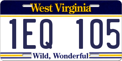 WV license plate 1EQ105