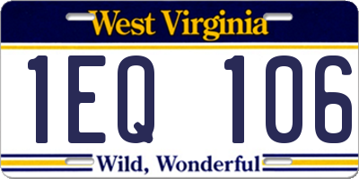 WV license plate 1EQ106