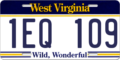 WV license plate 1EQ109