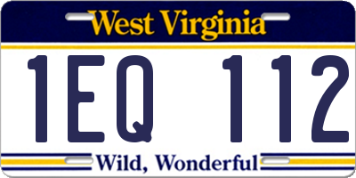 WV license plate 1EQ112