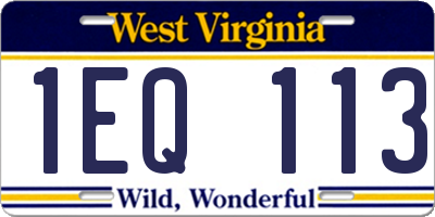 WV license plate 1EQ113
